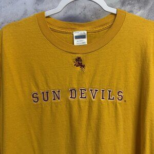 Vintage Arizona State Sun Devils T Shirt Mens XL Yellow Embroidered Y2k College